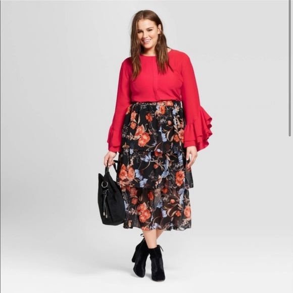 Red chiffon blouse who what wear - Picture 2 of 8